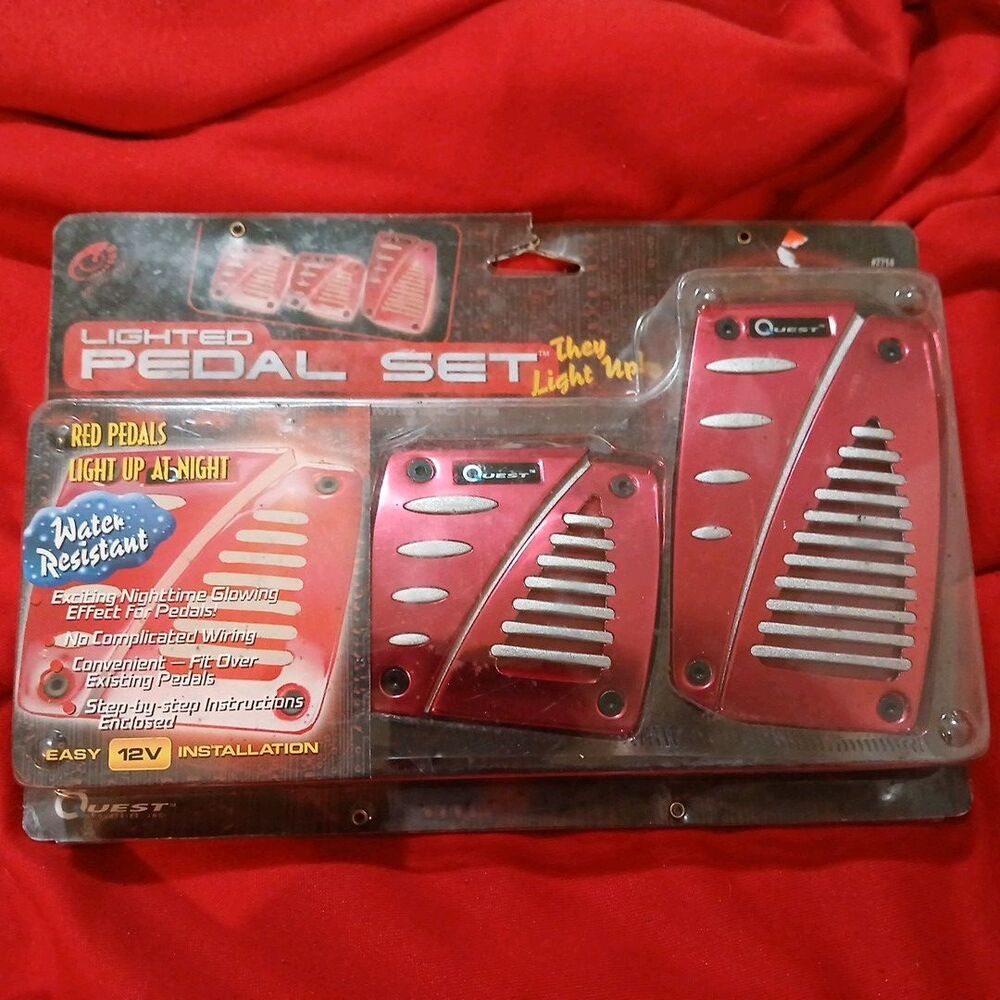 3 PCS SET Lighted UNIVERSAL BRAKE GAS RACING PEDAL PADS MANUAL TRANSMISSION Red